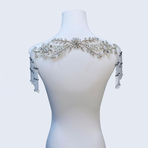 Handmade 3D Three-Dimensional Flowers Rhinestone Applique Sewing Crystal Rhinestone Tassel Sequins Patch Wedding Dress DIY Decorative Accessories in Saudi Arabia