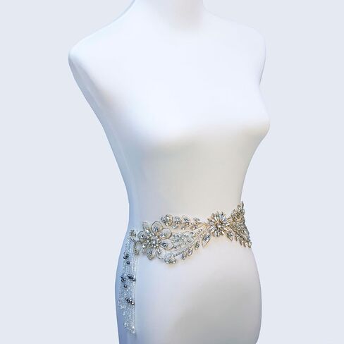 Handmade 3D Three-Dimensional Flowers Rhinestone Applique Sewing Crystal Rhinestone Tassel Sequins Patch Wedding Dress DIY Decorative Accessories in Saudi Arabia