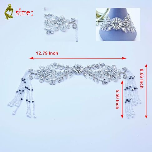Handmade 3D Three-Dimensional Flowers Rhinestone Applique Sewing Crystal Rhinestone Tassel Sequins Patch Wedding Dress DIY Decorative Accessories in Saudi Arabia