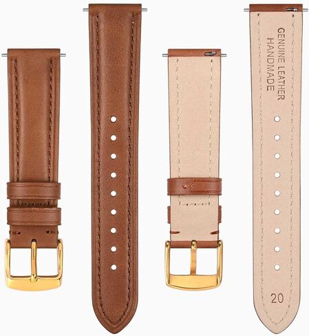 Ayadoo 21mm Oil Wax Leather Watch Band, Vintage Quick Release Replacement Black Leather Watch Strap with Silver Buckle for Men, Women in Kuwait