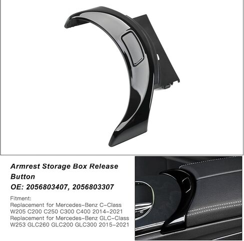 Center Console Armrest Storage Box Release Button Switch Cover,KIMISS 2056803307 Armrest Box Release Switch Cover Replacement for W205 C200 C250 C300 W253 GLC260 GLC200 (Silver) in Saudi Arabia