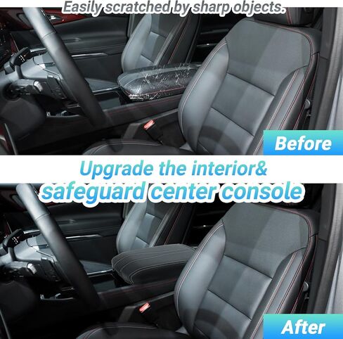 Center Console Armrest Cover Compatible with 2024-2025 Chevy Traverse Interior Accessories, Leather Middle Console Lid Pad Protector （Grey Lines） in Saudi Arabia
