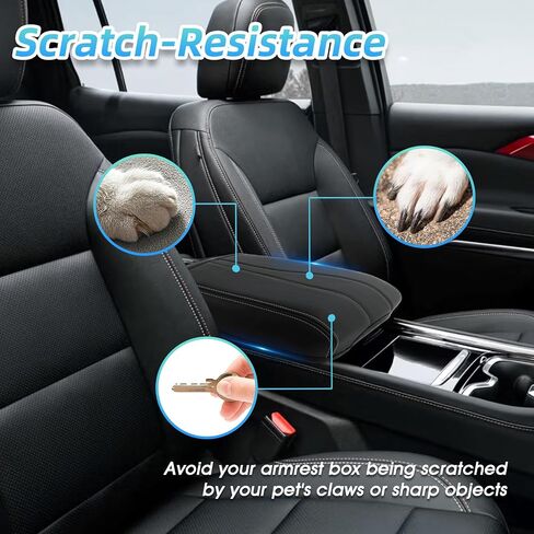 Center Console Armrest Cover Compatible with 2024-2025 Chevy Traverse Interior Accessories, Leather Middle Console Lid Pad Protector （Grey Lines） in Saudi Arabia
