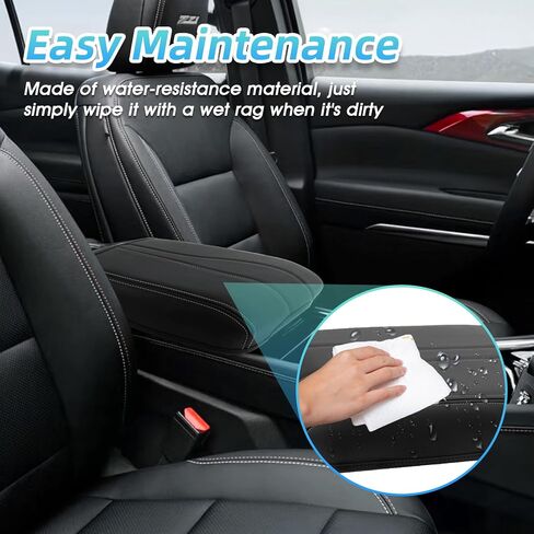 Center Console Armrest Cover Compatible with 2024-2025 Chevy Traverse Interior Accessories, Leather Middle Console Lid Pad Protector （Grey Lines） in Saudi Arabia