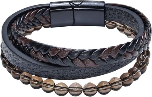 D'SIRE D'LIGHTFUL. D'AMOND. D'SIGNS. Pearlz Ocean Healing Gemstone Round Beads Beaded Leather Strand & Chain Bracelets for Men Women Unisex in Saudi Arabia