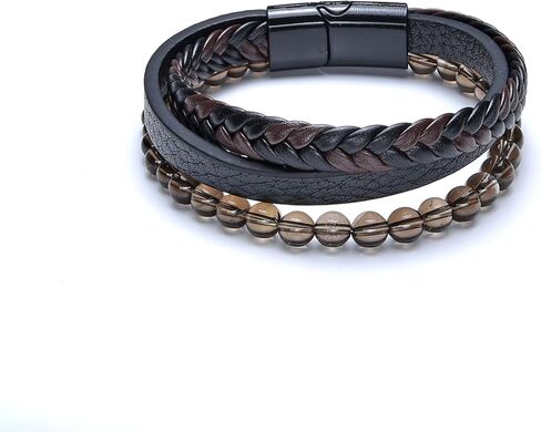 ديسير ديلايتفول. دامون. D'SIGNS. Pearlz Ocean Healing Gemstone خرز دائري من الجلد المطرز وأساور سلسلة للرجال والنساء للجنسين in Saudi Arabia