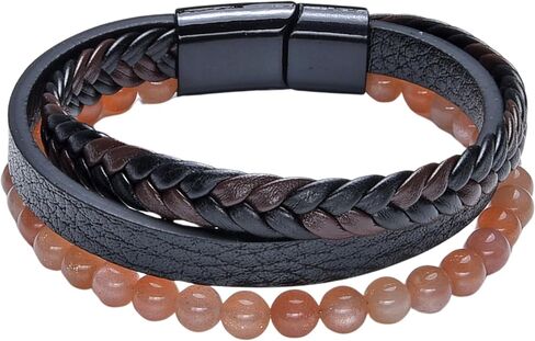 D'SIRE D'LIGHTFUL. D'AMOND. D'SIGNS. Pearlz Ocean Healing Gemstone Round Beads Beaded Leather Strand & Chain Bracelets for Men Women Unisex in Saudi Arabia