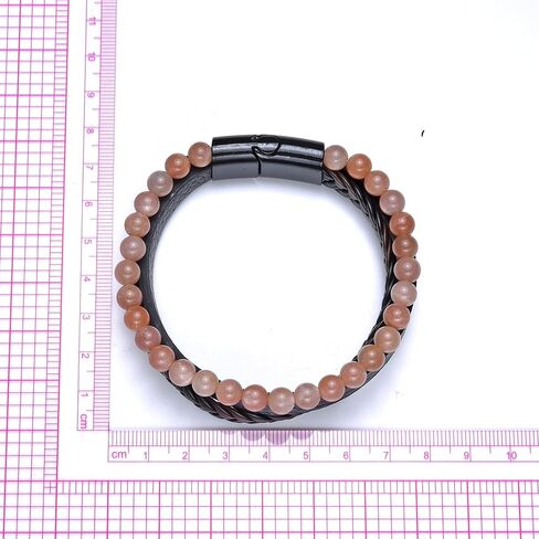 D'SIRE D'LIGHTFUL. D'AMOND. D'SIGNS. Pearlz Ocean Healing Gemstone Round Beads Beaded Leather Strand & Chain Bracelets for Men Women Unisex in Saudi Arabia