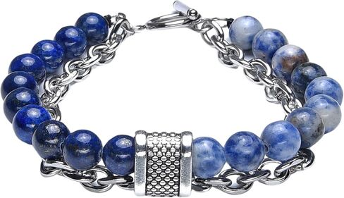 D'SIRE D'LIGHTFUL. D'AMOND. D'SIGNS. Pearlz Ocean Healing Gemstone Round Beads Beaded Leather Strand & Chain Bracelets for Men Women Unisex in Saudi Arabia