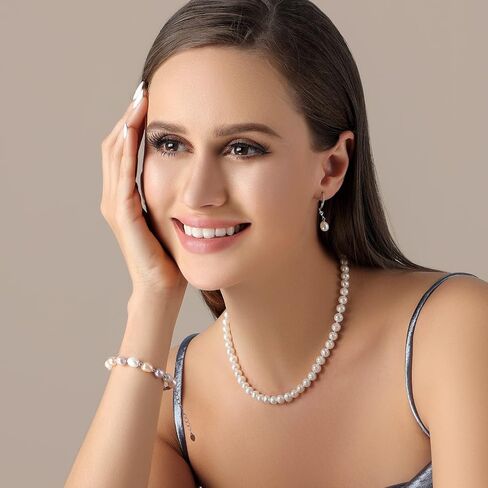Pearl Bracelets for Women Freshwater Cultured Handpicked Pearls in AA+ Quality, Sterling Silver Baroque Bracelet with Adjustable Chain for Teen Girls in Saudi Arabia