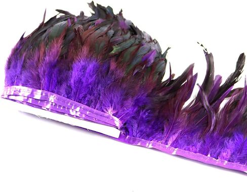 FEARAFTS Natural Rooster Feathers Trims 5-7 inch Feather Fringe Craft Sewing Costume Pack of 2 Yards (Red) in Saudi Arabia
