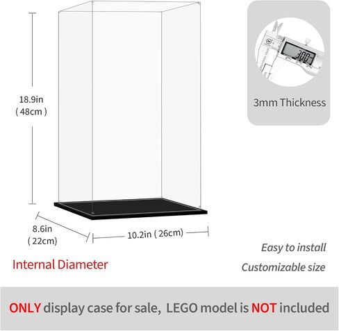 حافظة عرض أكريليك لـ Lego 75371 Chewbacca، مقاس 10.23 × 8.66 × 18.89 بوصة (26 × 22 × 48 سم)، تحمي مقتنياتك من الغبار من خلال واجهة عرض شفافة in Kuwait