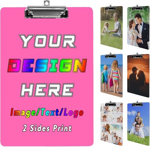 Custom Clipboard with Photo Logo Name Acrylic Clipboards Bulk Personalized Clip Boards 8.5x12.5 Inch Standard Letter Size A4 for Woman Man Teacher Office & School Supplies, Plain Black in Saudi Arabia