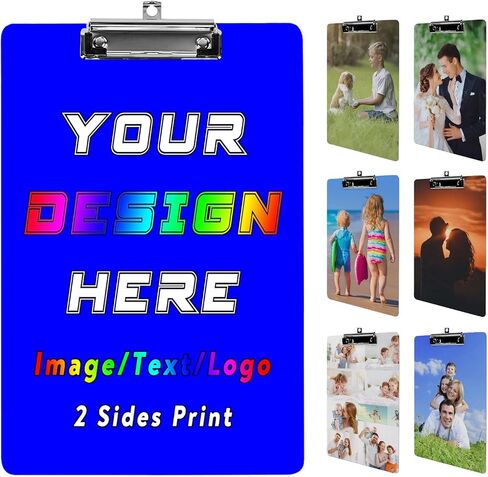 Custom Clipboard with Photo Logo Name Acrylic Clipboards Bulk Personalized Clip Boards 8.5x12.5 Inch Standard Letter Size A4 for Woman Man Teacher Office & School Supplies, Plain Black in Saudi Arabia