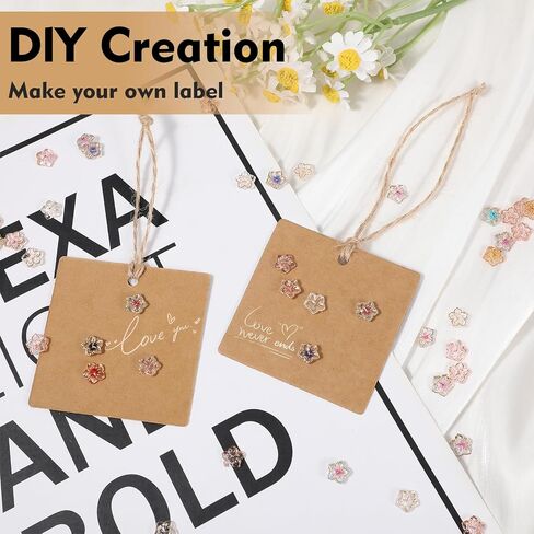 100Pcs Kraft Paper Gift Tags with String, Square Hang Tags-2.2'' Blank Present Tags with 66 Feet Natural Jute Twine for Gift Wrapping, Arts and Crafts, Wedding,Christmas Day in Saudi Arabia