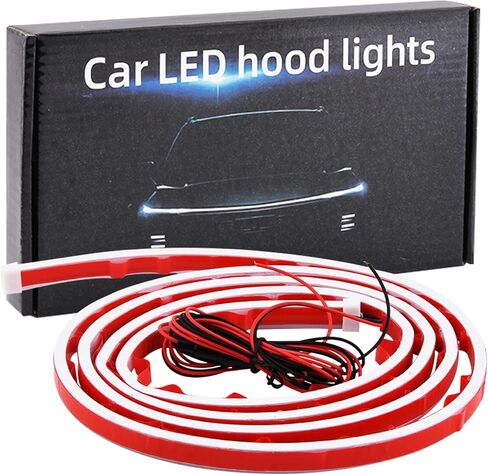 شريط إضاءة لغطاء السيارة بطول 1.8 متر، شريط LED ديناميكي لغطاء السيارة، شريط إضاءة للجري أثناء النهار، مقاوم للماء مع حماية من الصمامات، للسيارات وسيارات الدفع الرباعي والشاحنات (أحمر) in Kuwait