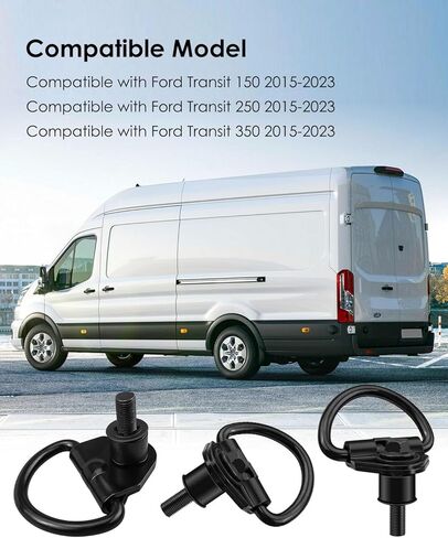 حلقات D متوافقة مع Ford Transit 150 250 350 2015-2023 ربط البضائع الخلفية لأسفل حلقة مرساة، 6 قطع خطافات Cargo D تحل محل BK21-V550A74-AD BK21V550A74AD in Kuwait