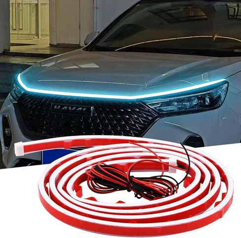 1.8m Car Hood Light Strip, Dynamic Car Hood Led Strip, Daytime Running Light Strip, Waterproof with Fuse Protection, for Cars, Suvs, Trucks,(Red) in Saudi Arabia