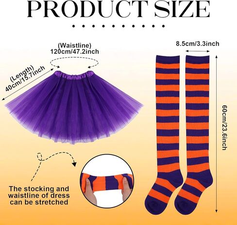 4 قطع من شخصيات الرسوم المتحركة للهالوين زي النساء إكسسوارات أزياء الهالوين توتو زي فيونكات الشعر عصابة رأس مخططة جوارب عالية للركبة زر ملصقات نجمة للهالوين in Kuwait