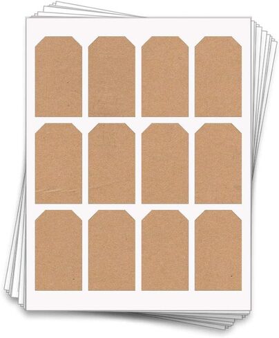 60 Hang Tag Sheet Labels, 3 x 1.75 Inches, for Gifts or Packaging, Kraft Brown for Inkjet or Laser Printers in Saudi Arabia
