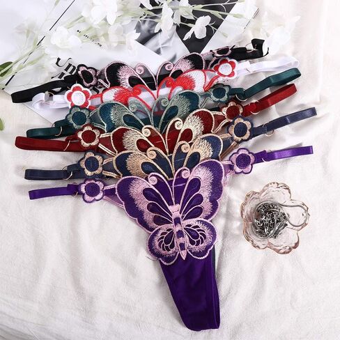 Vctitil 7 Pieces Butterfly Patterned Thong Comfortable and Breathable Embroidered Underwear Women'S Sexy Lingerie Multicolor in Saudi Arabia