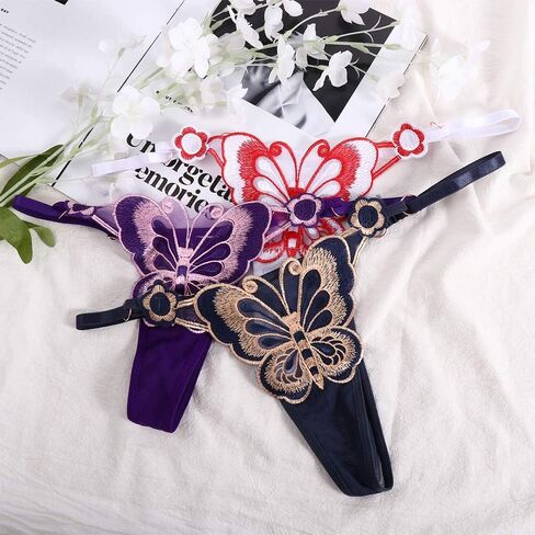 Vctitil 7 Pieces Butterfly Patterned Thong Comfortable and Breathable Embroidered Underwear Women'S Sexy Lingerie Multicolor in Saudi Arabia