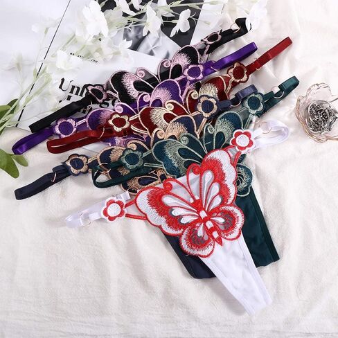 Vctitil 7 Pieces Butterfly Patterned Thong Comfortable and Breathable Embroidered Underwear Women'S Sexy Lingerie Multicolor in Saudi Arabia