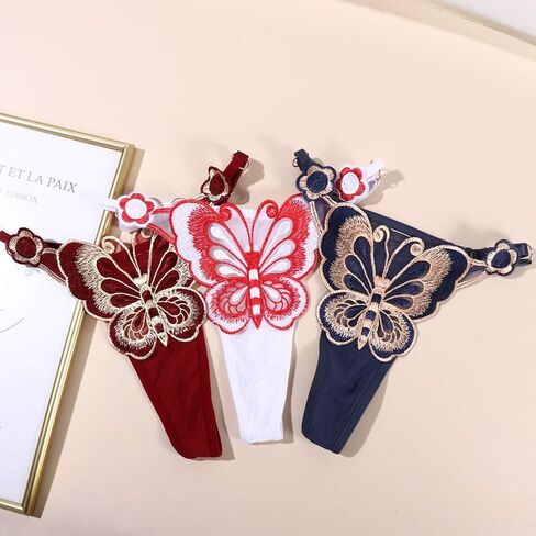Vctitil 7 Pieces Butterfly Patterned Thong Comfortable and Breathable Embroidered Underwear Women'S Sexy Lingerie Multicolor in Saudi Arabia