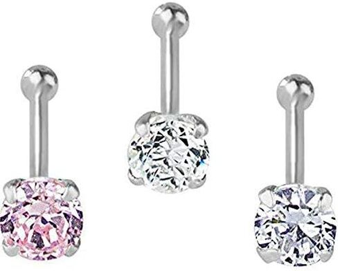 Cutedoumiao 2 pcs Nose Piercing Studs 925 Sterling Silver 3mm CZ Nose Piercing Jewelry Clear, Pink & Silver (Pink and Silver) in Saudi Arabia