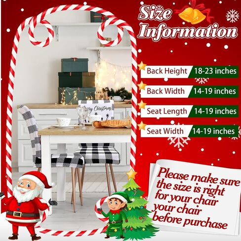 Moukeren 6 Pcs Christmas Dining Chair Covers Buffalo Plaid Trees Chair Covers Stretch Removable Washable Chair Slipcover for Christmas Holiday Party Dining Room Kitchen Home Decor (Black and White) in Kuwait