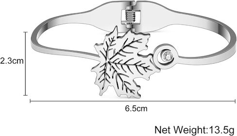 Stainless Steel 18K Gold Plated Maple Leaf Cuff Bangle Bracelets Autumn Leaves Plant Trendy Jewelry For Women Charm Fall Decor Birthday Christmas Gifts in Saudi Arabia