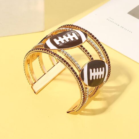 Game Day Bracelets for Women Football Wide Cuff Bracelets Red Yellow Purple Orange Blue Spirit Day Accessories Rhinestone Sport Game Day Cuff Bracelet Bangles Outfits Football Accessories Gifts in Saudi Arabia