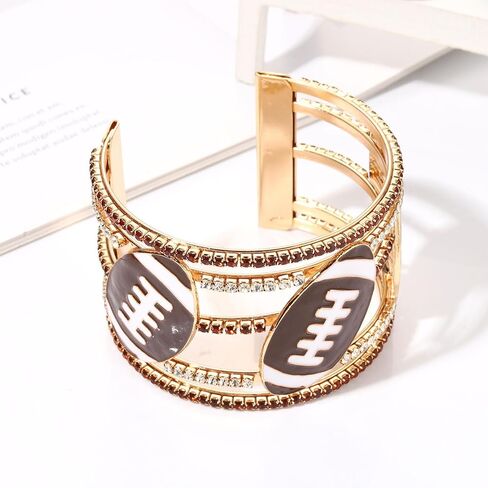 Game Day Bracelets for Women Football Wide Cuff Bracelets Red Yellow Purple Orange Blue Spirit Day Accessories Rhinestone Sport Game Day Cuff Bracelet Bangles Outfits Football Accessories Gifts in Saudi Arabia