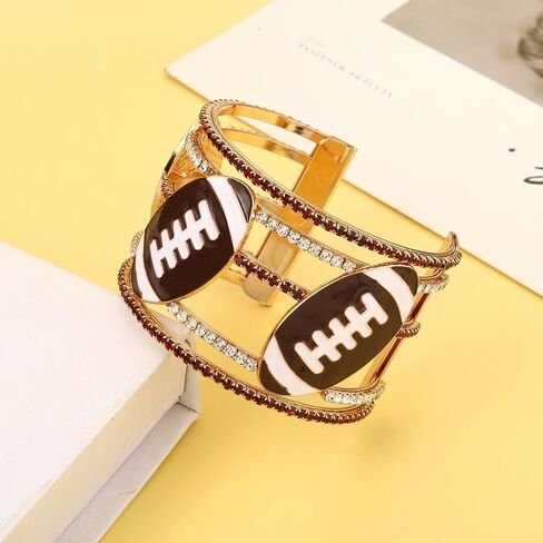Game Day Bracelets for Women Football Wide Cuff Bracelets Red Yellow Purple Orange Blue Spirit Day Accessories Rhinestone Sport Game Day Cuff Bracelet Bangles Outfits Football Accessories Gifts in Saudi Arabia