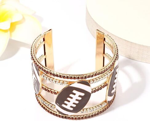 Game Day Bracelets for Women Football Wide Cuff Bracelets Red Yellow Purple Orange Blue Spirit Day Accessories Rhinestone Sport Game Day Cuff Bracelet Bangles Outfits Football Accessories Gifts in Saudi Arabia