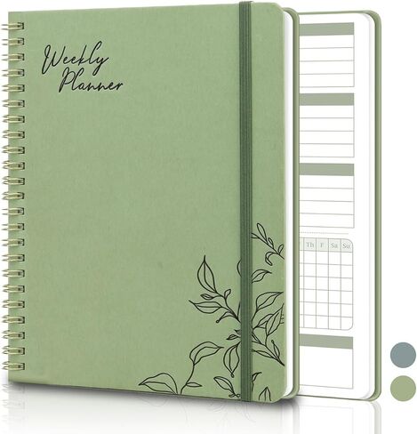 Undated Weekly Planner, A5 Weekly Planner Notebook with Spiral Binding, 52 Weeks To Do List Planner Notebook with Habit Tracker, 6.7'' x 8.3'' Weekly Goals Organizer Notebook, Homework Planner (Sage Green) in Saudi Arabia