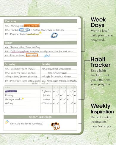 Undated Weekly Planner, A5 Weekly Planner Notebook with Spiral Binding, 52 Weeks To Do List Planner Notebook with Habit Tracker, 6.7'' x 8.3'' Weekly Goals Organizer Notebook, Homework Planner (Sage Green) in Saudi Arabia
