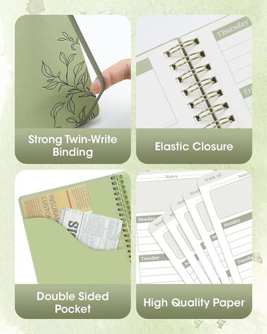 Undated Weekly Planner, A5 Weekly Planner Notebook with Spiral Binding, 52 Weeks To Do List Planner Notebook with Habit Tracker, 6.7'' x 8.3'' Weekly Goals Organizer Notebook, Homework Planner (Sage Green) in Saudi Arabia