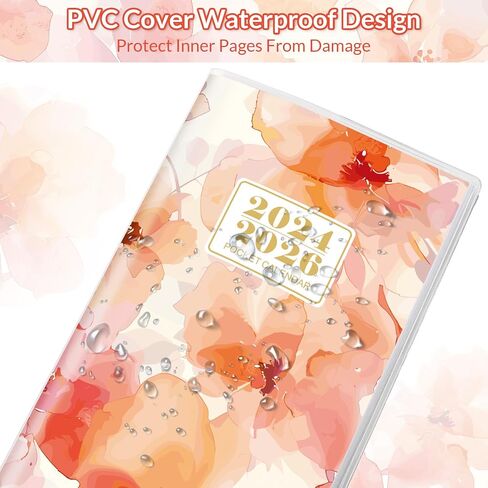2025-2026 Pocket Planner/Calendar, Floral Monthly Planner 2024-2026 - 6.7" x 3.7" - Runs from November 2024 Until December 2026, 2025 Pocket Planner with PVC Cover for Planning in Kuwait