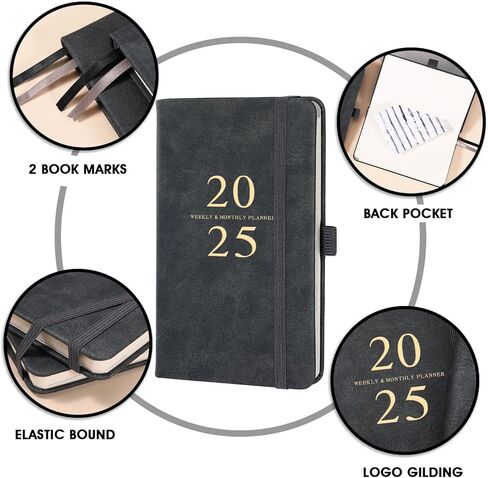 2025 Pocket Planner/Calendar - Pocket Planner 2025, JAN 2025 - DEC 2025, Pocket Calendar 2025 for Purse, 6.3'' × 3.8'', Elastic Bound, Bookmark, Inner Pocket, Agenda Planner with Pen Holder in Saudi Arabia