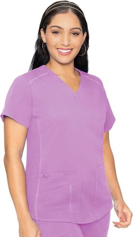 Med Couture Scrub Set for Women, 11 Pockets with V-Neck Scrub Top MC7459 and Comfortable Scrub Pants, MC7739, Lilac - M Top/M Pant in Saudi Arabia