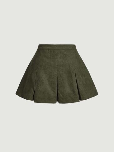 Floerns Women's Solid Skorts Pleated Hem Zip Up Workout Skirt Shorts in Saudi Arabia