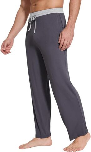 WiWi فسكوزي من الخيزران رجل بيجامة السراويل الناعمة صالة قيعان Sweatpants النوم بانت الرباط مع جيوب S-XXL in Kuwait