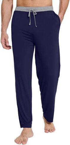 WiWi فسكوزي من الخيزران رجل بيجامة السراويل الناعمة صالة قيعان Sweatpants النوم بانت الرباط مع جيوب S-XXL in Kuwait