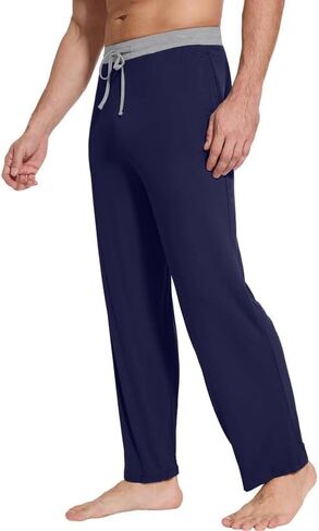 WiWi فسكوزي من الخيزران رجل بيجامة السراويل الناعمة صالة قيعان Sweatpants النوم بانت الرباط مع جيوب S-XXL in Kuwait