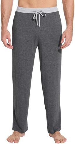 WiWi فسكوزي من الخيزران رجل بيجامة السراويل الناعمة صالة قيعان Sweatpants النوم بانت الرباط مع جيوب S-XXL in Kuwait