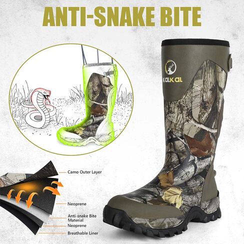 Kalkal Snake Boots for Men, Hunting Boots Waterproof Insulated Outdoor Rubber Boots, with 5mm Neoprene Anti-slip Snake Boots for Hunting Working Farming Gardening Fishing in Saudi Arabia