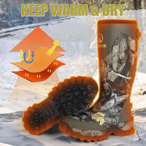 Kalkal Snake Boots for Men, Hunting Boots Waterproof Insulated Outdoor Rubber Boots, with 5mm Neoprene Anti-slip Snake Boots for Hunting Working Farming Gardening Fishing in Saudi Arabia