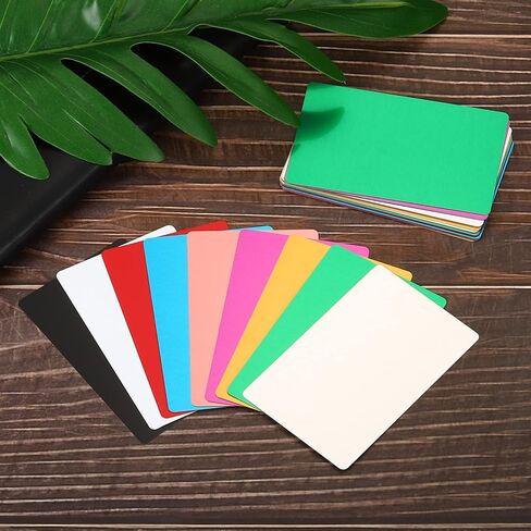 PATIKIL 0.45mm Metal Business Cards, 20 Pack Blank Name Card Laser Engraving Aluminum for DIY Gift Cards, Pink in Saudi Arabia