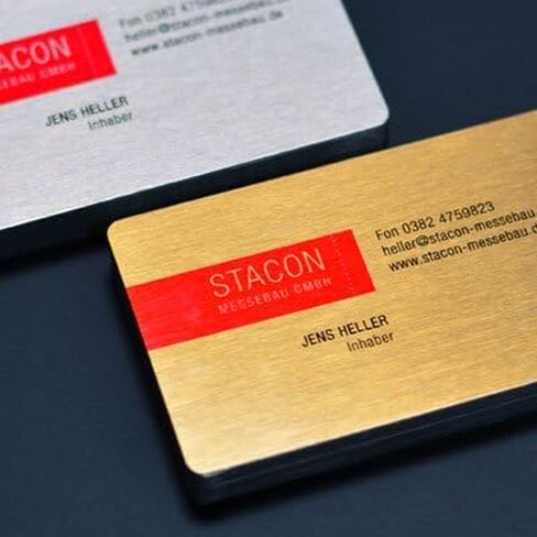 بطاقة عمل معدنية بحافة مستقيمة، تصعيد ذهبي، حرارة فارغة 100 قطعة. in Kuwait